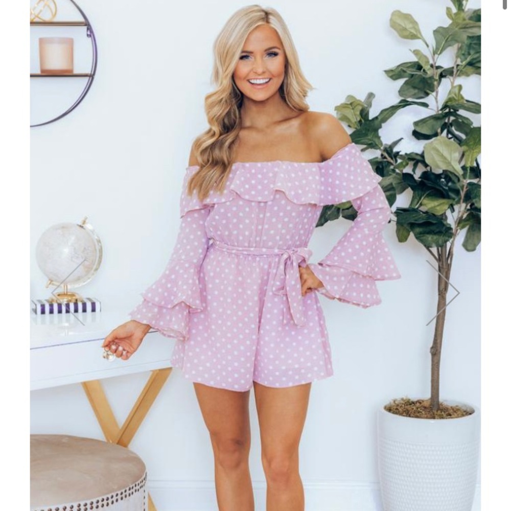 ALWAYS MY SWEETEST LOVE LAVENDER POLKA DOT ROMPER